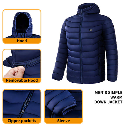 Blazing Men's Heated Puffer Jacket 9Heat Zones for All Day Warmth GetGadgets