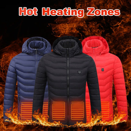 Blazing Men's Heated Puffer Jacket 9Heat Zones for All Day Warmth GetGadgets