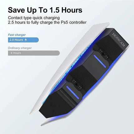 Stunning PS5 DualSense Charging Dock For Two Controllers With Blue LED Status Keeps Controllers Ready - GetGadgets