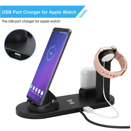 Powerful 3 In 1 Wireless Charging Dock For iPhone Apple Watch AirPods With Space Saving Stand Keeps All Devices Charged - GetGadgets