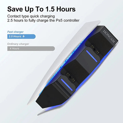 Stunning PS5 DualSense Charging Dock For Two Controllers With Blue LED Status Keeps Controllers Ready - GetGadgets