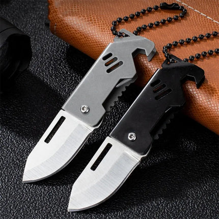 Portable Folding Knife Keychain Stainless Steel Outdoor Camping Survival Pocket Self-defense Sharp Knife Key Ring Bag Pendant - GetGadgets