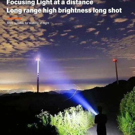 Powerful P70 Led Flashlights 5000LM Ultra Bright Tactical Light Emergency Spotlights Telescopic Zoom Light Built-in Battery - GetGadgets
