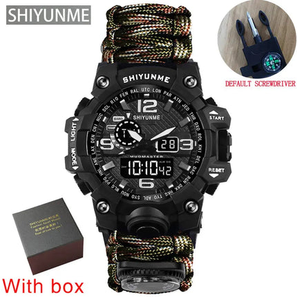 Outdoor Survival Watch Multifunctional Waterproof Military Tactical Paracord Watch Bracelet Camping Hiking Emergency Gear - GetGadgets