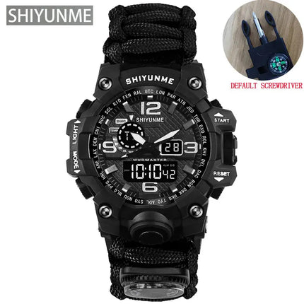 Outdoor Survival Watch Multifunctional Waterproof Military Tactical Paracord Watch Bracelet Camping Hiking Emergency Gear - GetGadgets