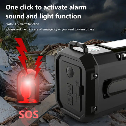 Solar Crank Emergency Radio 10000mAh Camping LED Flashlight - GetGadgets