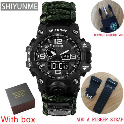 Outdoor Survival Watch Multifunctional Waterproof Military Tactical Paracord Watch Bracelet Camping Hiking Emergency Gear - GetGadgets