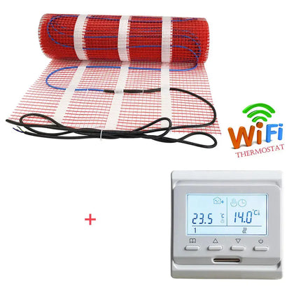 Underfloor Heating Mat With Thermostat Electric Radiant Warmmat Self-adhesive 1m2 100W/m2 For Ceramic Tile Wooden Floor Heating - GetGadgets