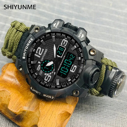 Outdoor Survival Watch Multifunctional Waterproof Military Tactical Paracord Watch Bracelet Camping Hiking Emergency Gear - GetGadgets