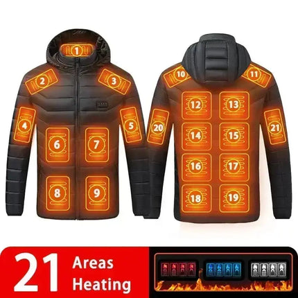 24 Seven Unisex Premium Heated Winter Jacket 21 Zones - GetGadgets