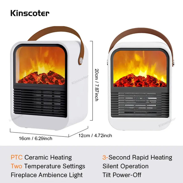 Portable Electric Fireplace Heater With Realistic Flame - GetGadgets