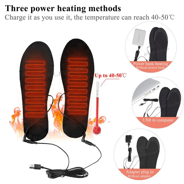 USB Electric Heated Insoles Women Men Heated Shoe Insoles Winter Outdoor Sport Feet Warming Insoles Foot Warming Pad Feet Warmer - GetGadgets