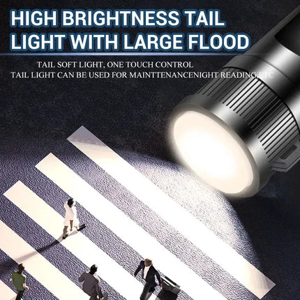 Powerful P70 Led Flashlights 5000LM Ultra Bright Tactical Light Emergency Spotlights Telescopic Zoom Light Built-in Battery - GetGadgets