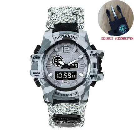 Outdoor Survival Watch Multifunctional Waterproof Military Tactical Paracord Watch Bracelet Camping Hiking Emergency Gear - GetGadgets