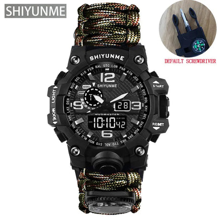 Outdoor Survival Watch Multifunctional Waterproof Military Tactical Paracord Watch Bracelet Camping Hiking Emergency Gear - GetGadgets