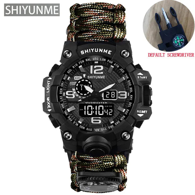 Outdoor Survival Watch Multifunctional Waterproof Military Tactical Paracord Watch Bracelet Camping Hiking Emergency Gear - GetGadgets