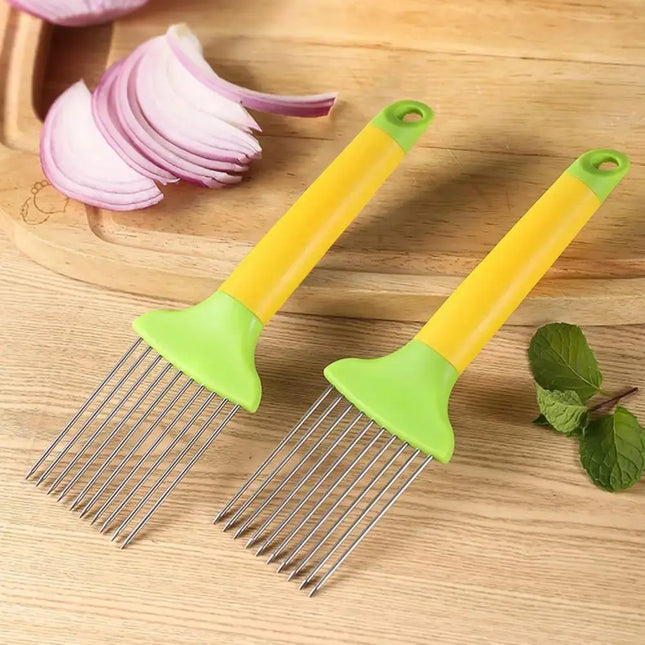 Stainless Steel Onion Holder Slicer Meat Tenderizer Tool - GetGadgets