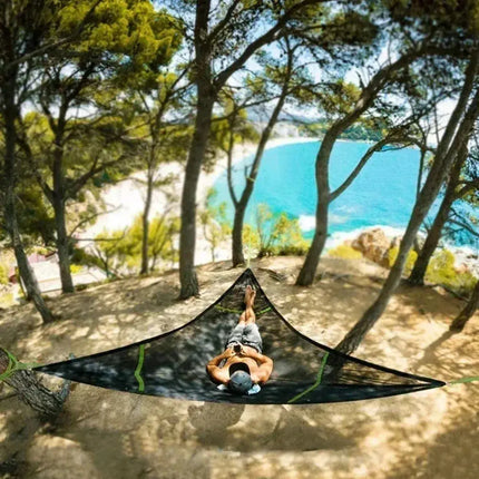 Portable Triangle Hammock Anti-Rollover Camping Hammock Multi Person Aerial Mat Convenient Hanging Sleep Bed for Hiking Travel - GetGadgets