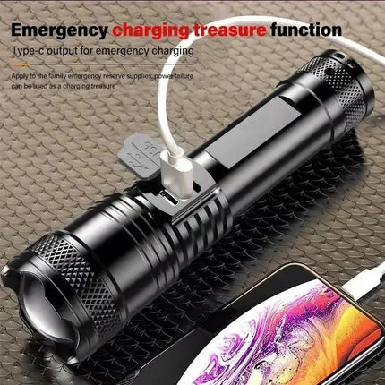 Powerful P70 Led Flashlights 5000LM Ultra Bright Tactical Light Emergency Spotlights Telescopic Zoom Light Built-in Battery - GetGadgets