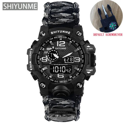 Outdoor Survival Watch Multifunctional Waterproof Military Tactical Paracord Watch Bracelet Camping Hiking Emergency Gear - GetGadgets