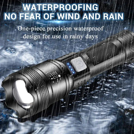 Powerful P70 Led Flashlights 5000LM Ultra Bright Tactical Light Emergency Spotlights Telescopic Zoom Light Built-in Battery - GetGadgets