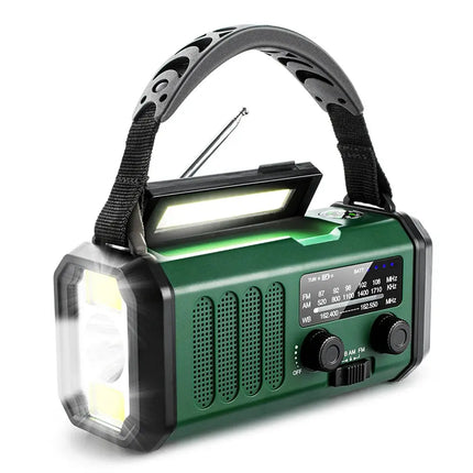 Solar Crank Emergency Radio 10000mAh Camping LED Flashlight - GetGadgets