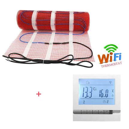 Underfloor Heating Mat With Thermostat Electric Radiant Warmmat Self-adhesive 1m2 100W/m2 For Ceramic Tile Wooden Floor Heating - GetGadgets