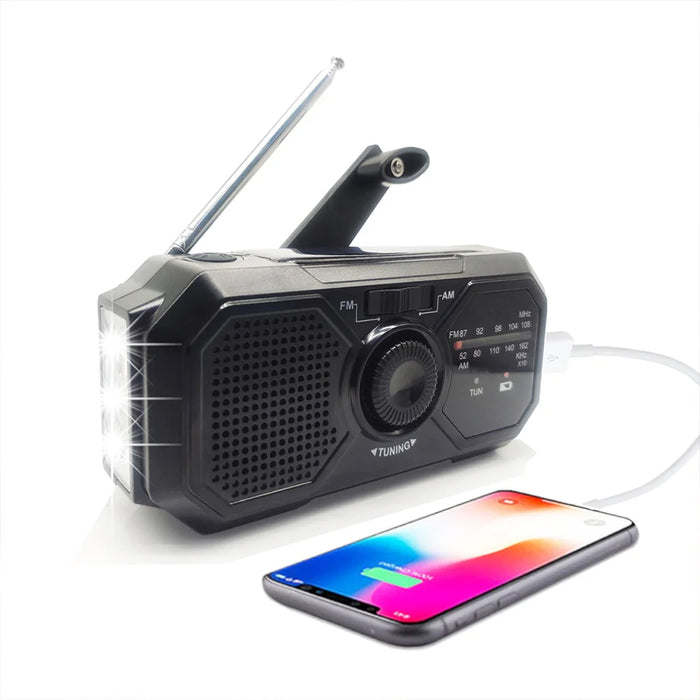 Powerful Emergency Radio With Solar Hand Crank USB Charger