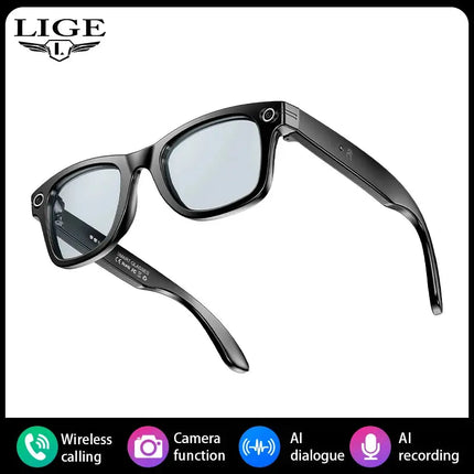 Lige AI Smart Glasses With Camera Bluetooth Calls Sunglasses - GetGadgets