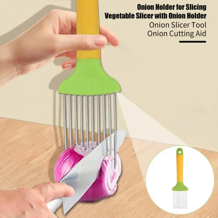 Stainless Steel Onion Holder Slicer Meat Tenderizer Tool - GetGadgets