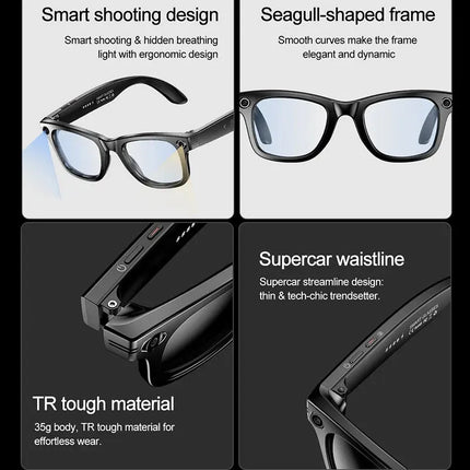 Lige AI Smart Glasses With Camera Bluetooth Calls Sunglasses - GetGadgets