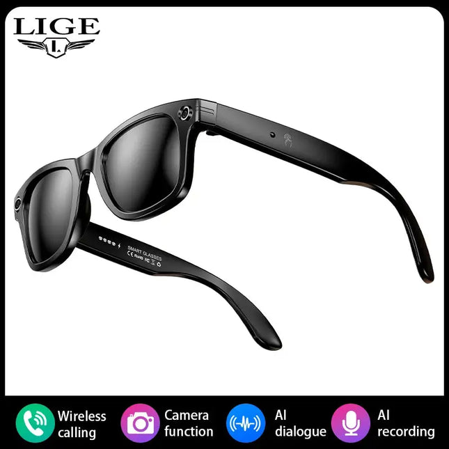 Lige AI Smart Glasses With Camera Bluetooth Calls Sunglasses - GetGadgets
