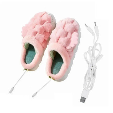 USB Men Women Heated Footwear Couple Foot Warmer Shoes Electric Heating Shoes Winter Warm Plush Slippers Indoor Home Slippers - GetGadgets