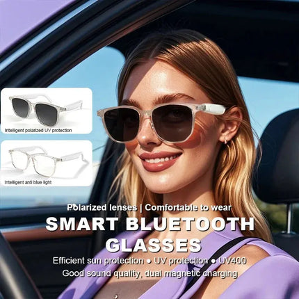 Smart Glasses Bluetooth Sunglasses Earphones UV400 Polarized Anti Blue Light Lens Driving Glasses Hands-free Call Music Camera - GetGadgets