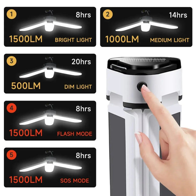 Powerful Rechargeable Solar Camping Lamp With 60 LED Lights For All Night Illumination - GetGadgets