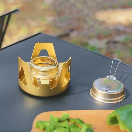 Portable Mini Alcohol Stove Burner Adjustable Firepower Gasoline Stove Aluminum Alloy Bracket Ultralight Brass Camping Stoves - GetGadgets