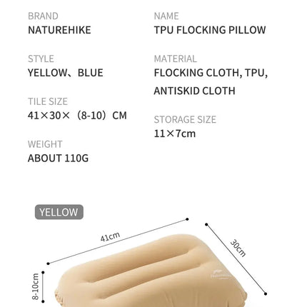 Naturehike Inflatable Camping Pillow Skin Friendly Flocking - GetGadgets