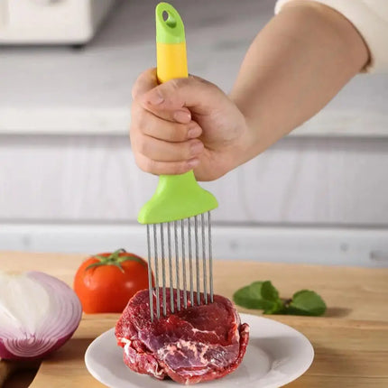 Stainless Steel Onion Holder Slicer Meat Tenderizer Tool - GetGadgets