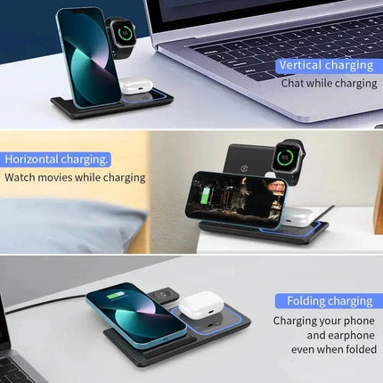 Powerful 30W 3-In-1 Wireless Charger With Foldable Dual-Coil Design For Fast Triple-Device Charging - GetGadgets