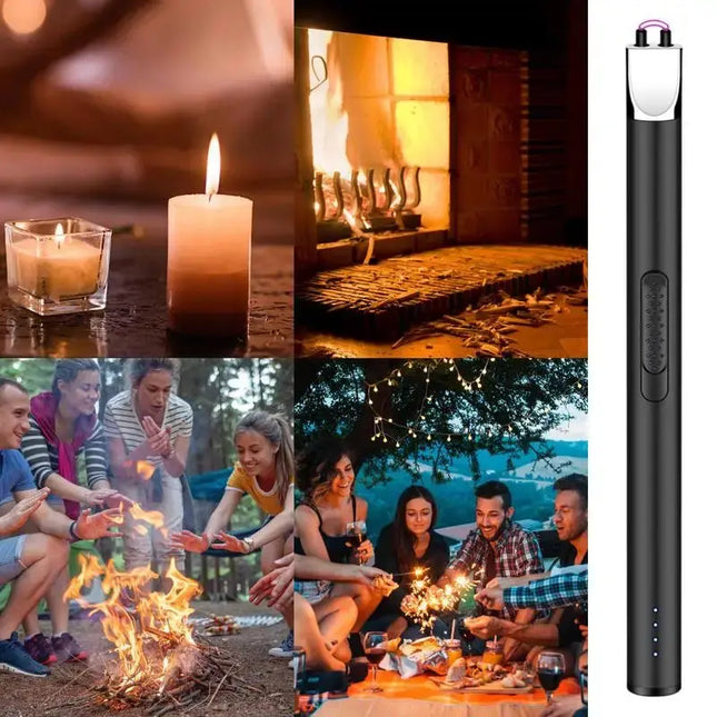 USB Electric Rechargeable Kitchen Lighter Electric Arc BBQ Lighter Windproof Flameless Plasma Ignition Long Gas Lighter - GetGadgets