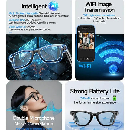 AI Camera Glasses 8MP Bluetooth Sunglasses for Creators - GetGadgets