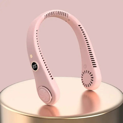 Portable neck fan -360 ° cooling wearable fan,          with digital display screen - GetGadgets