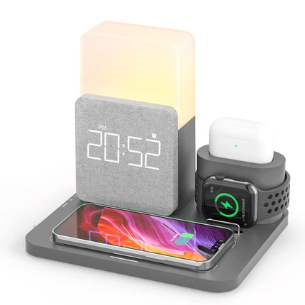 Epic 3in1 Wireless Charger With Clock Nightlight Tidy Desk - GetGadgets