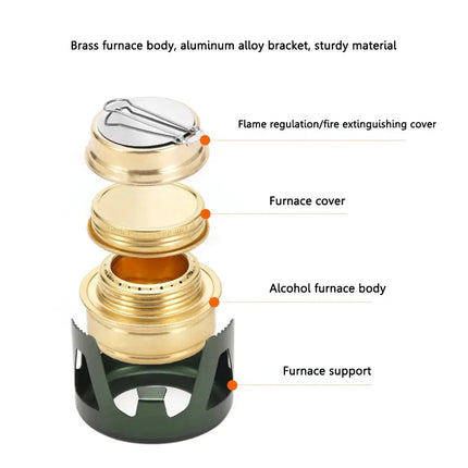 Portable Mini Alcohol Stove Burner Adjustable Firepower Gasoline Stove Aluminum Alloy Bracket Ultralight Brass Camping Stoves - GetGadgets
