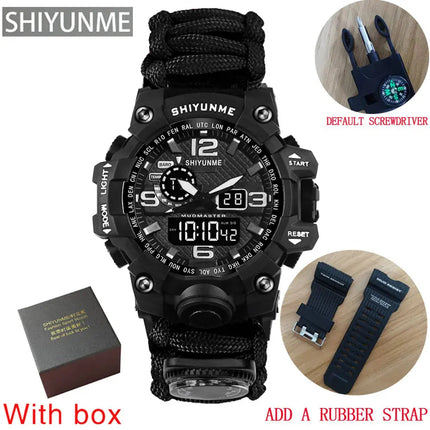 Outdoor Survival Watch Multifunctional Waterproof Military Tactical Paracord Watch Bracelet Camping Hiking Emergency Gear - GetGadgets