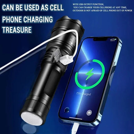 Powerful P70 Led Flashlights 5000LM Ultra Bright Tactical Light Emergency Spotlights Telescopic Zoom Light Built-in Battery - GetGadgets