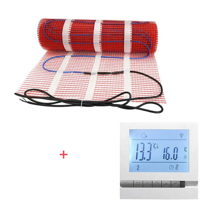 Underfloor Heating Mat With Thermostat Electric Radiant Warmmat Self-adhesive 1m2 100W/m2 For Ceramic Tile Wooden Floor Heating - GetGadgets