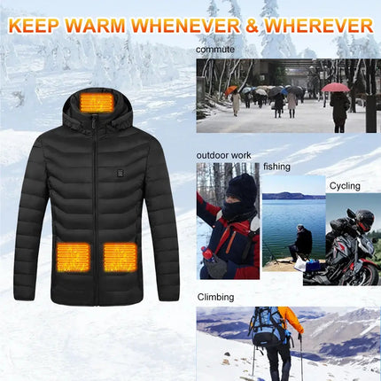 Mens Heated Winter Jacket With USB Heating Water Resistant - GetGadgets