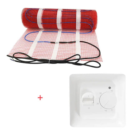 Underfloor Heating Mat With Thermostat Electric Radiant Warmmat Self-adhesive 1m2 100W/m2 For Ceramic Tile Wooden Floor Heating - GetGadgets