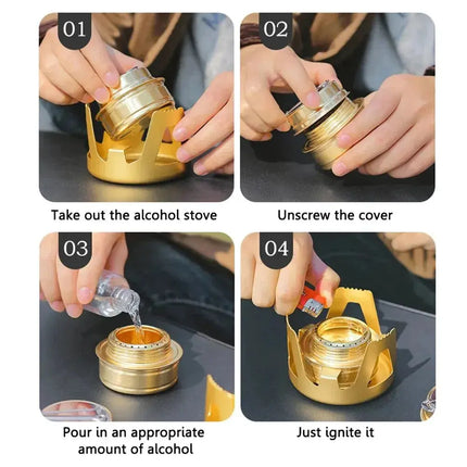 Portable Mini Alcohol Stove Burner Adjustable Firepower Gasoline Stove Aluminum Alloy Bracket Ultralight Brass Camping Stoves - GetGadgets